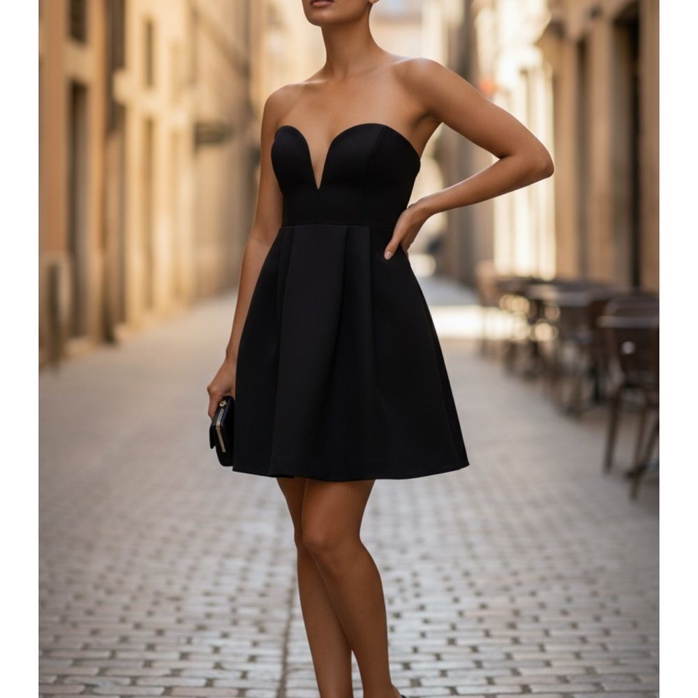 Free People Black Strapless Mini Dress(Size 4)